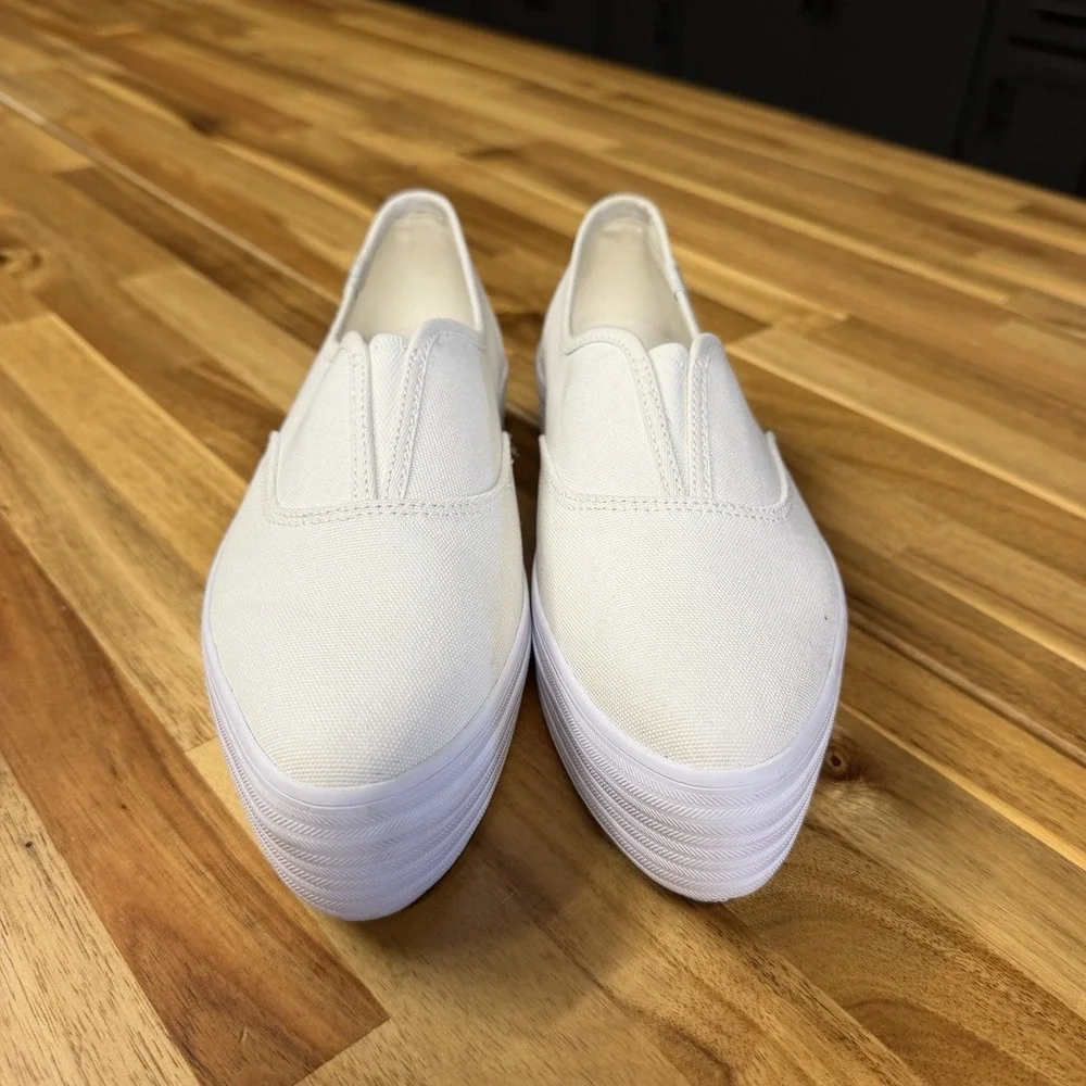 Keds Sneaker Point Platform Slip On White Twill Canvas Women's size 7